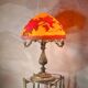 large bronze mushroom lamp with magnificent glass paste signed 7kg h51x33