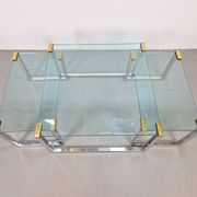 T53 Coffee and Side Tables in Brass and Glass by Peter Ghyczy, 1970s, Set of 3