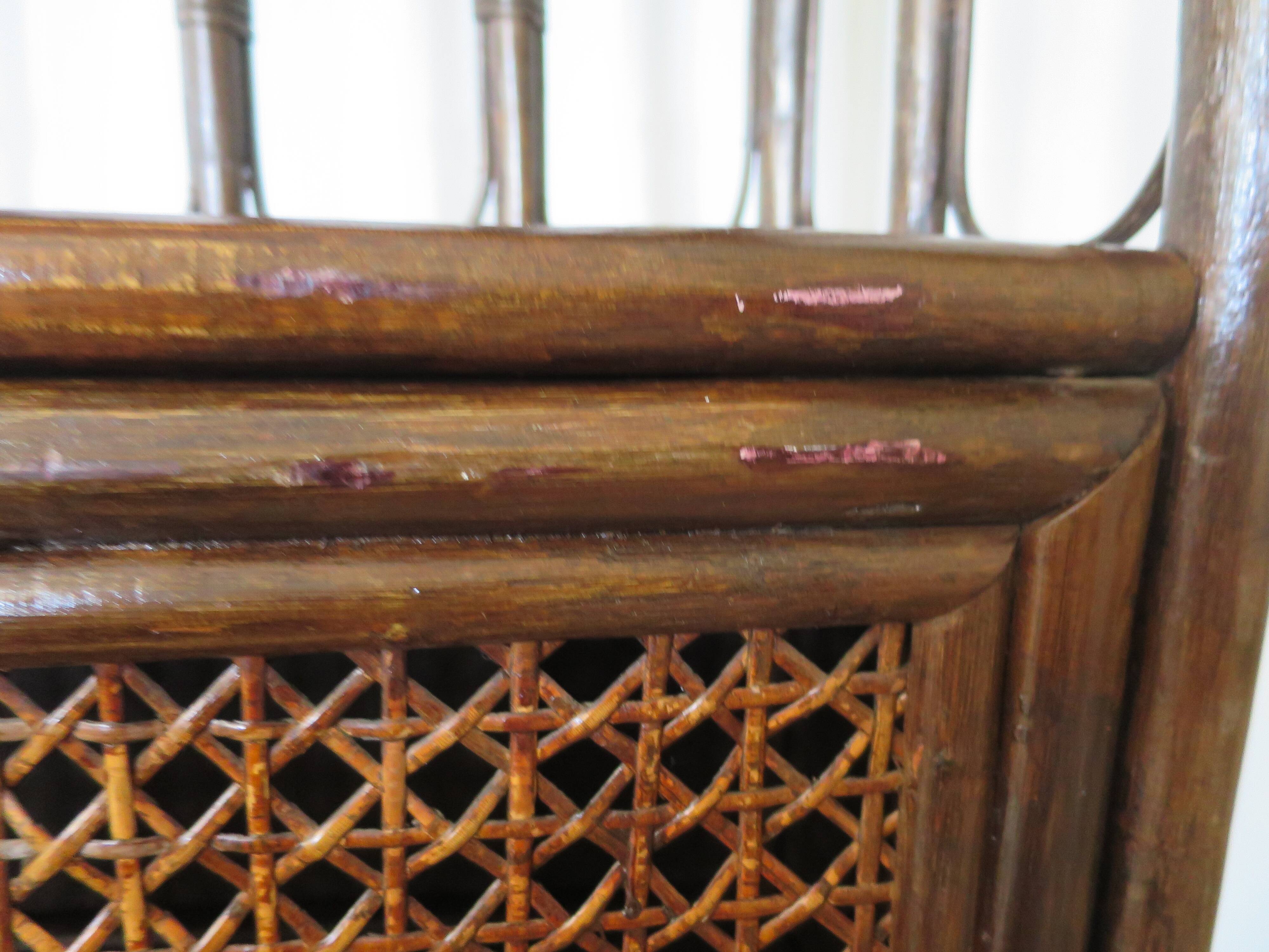 Retro-vintage-Low sideboard-library - cane-wood-rattan-1960s