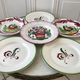 Set of 6 flat plates mismatched Digoin Sarreguemines models Rooster and Casino 30s