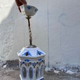Handmade openwork ceramic pendant lamp