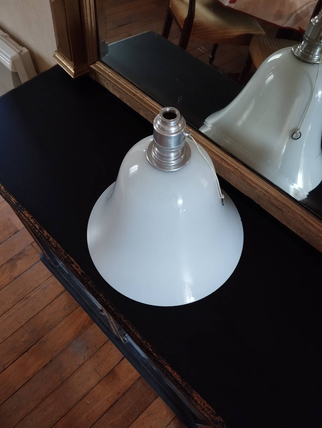Antique albalite opaline glass pendant