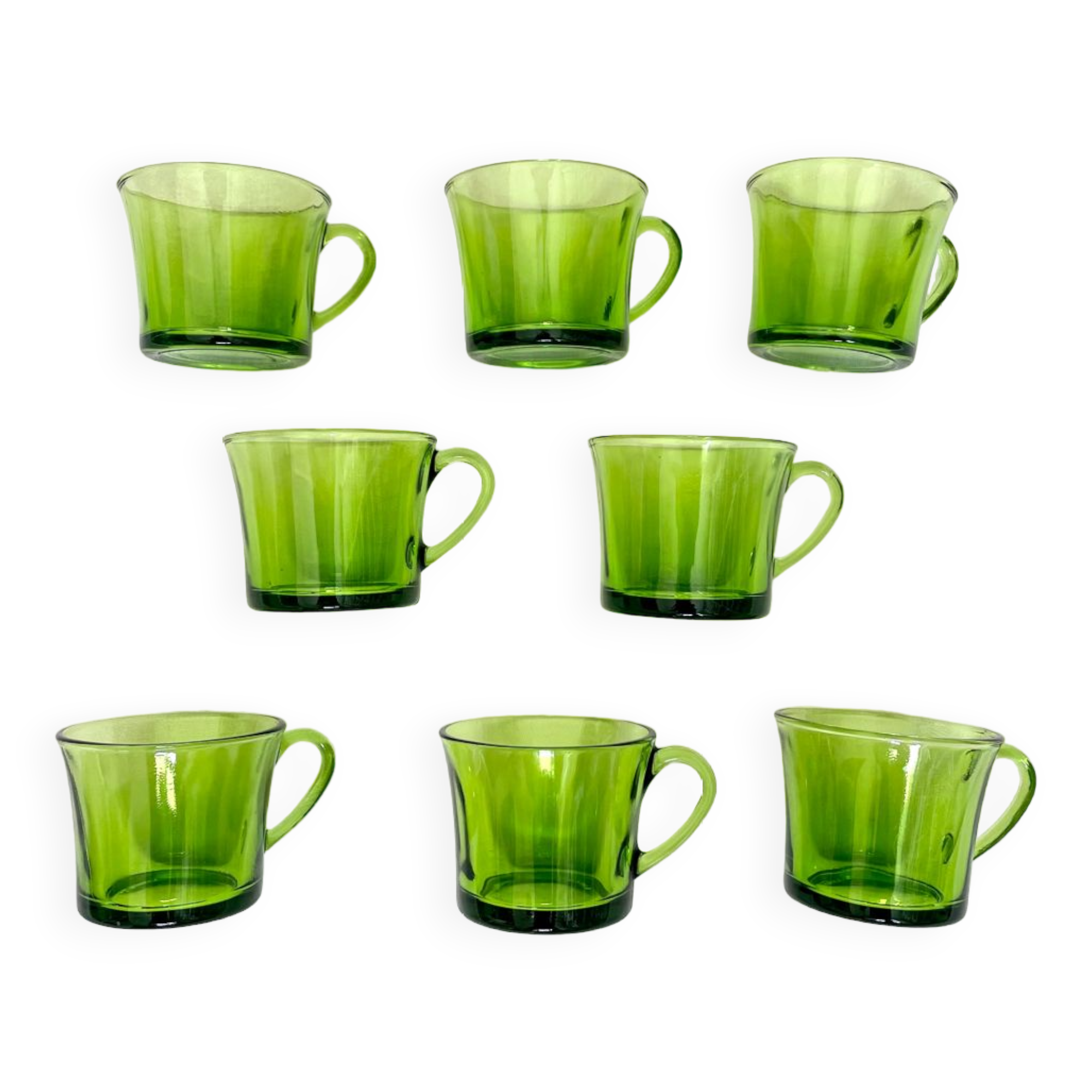 Set of 8 cups vintage green glass Duralex