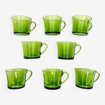 Set of 8 cups vintage green glass Duralex