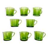 Set of 8 cups vintage green glass Duralex