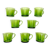 Lot de 8 tasses verre vert vintage Duralex