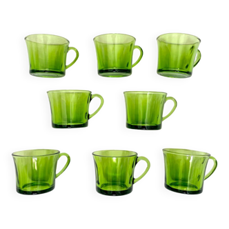 Set of 8 cups vintage green glass Duralex