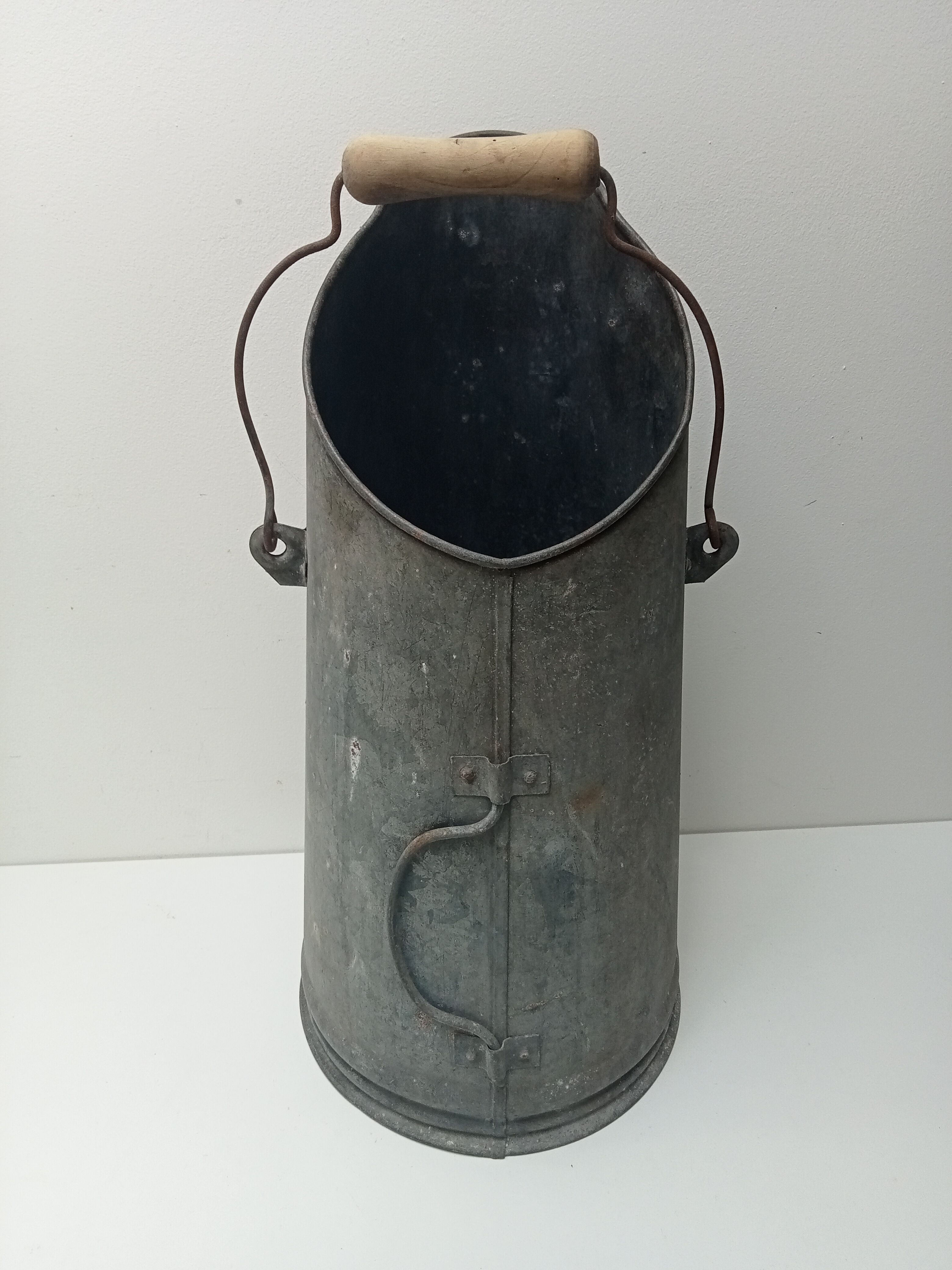 Antique zinc coal bucket