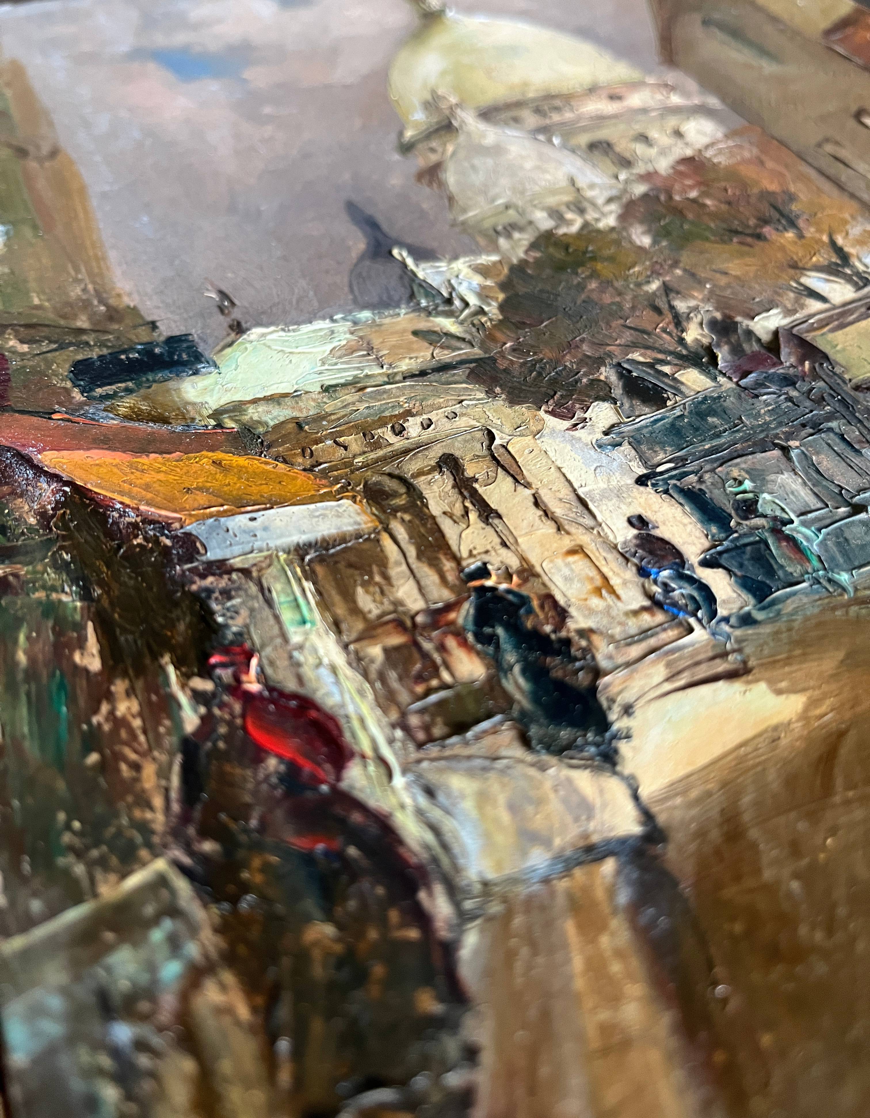 Painting Paris Montmartre Place du Tertre by Julian Brosius (1917-2004)