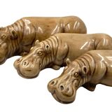 Mid-century Set of 3 ceramic hippos, Zaccagnini Italy 1950s