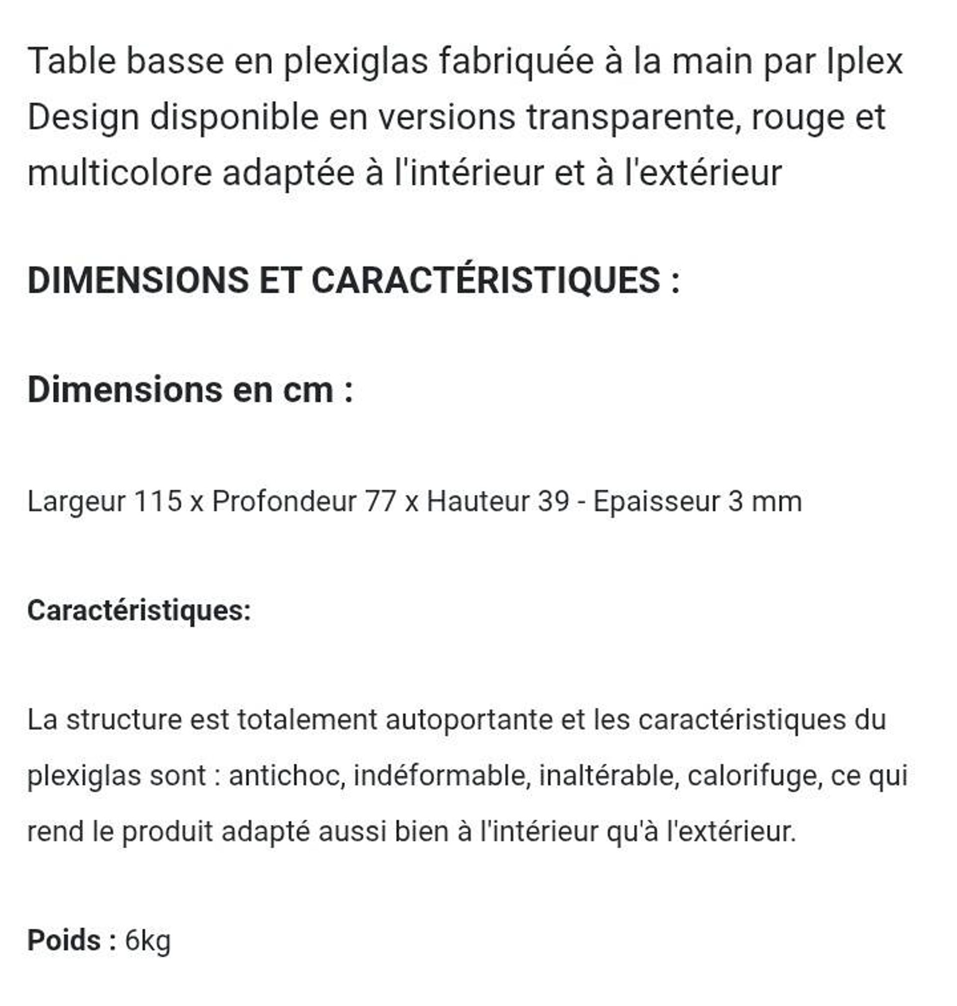 Low table plexiglass