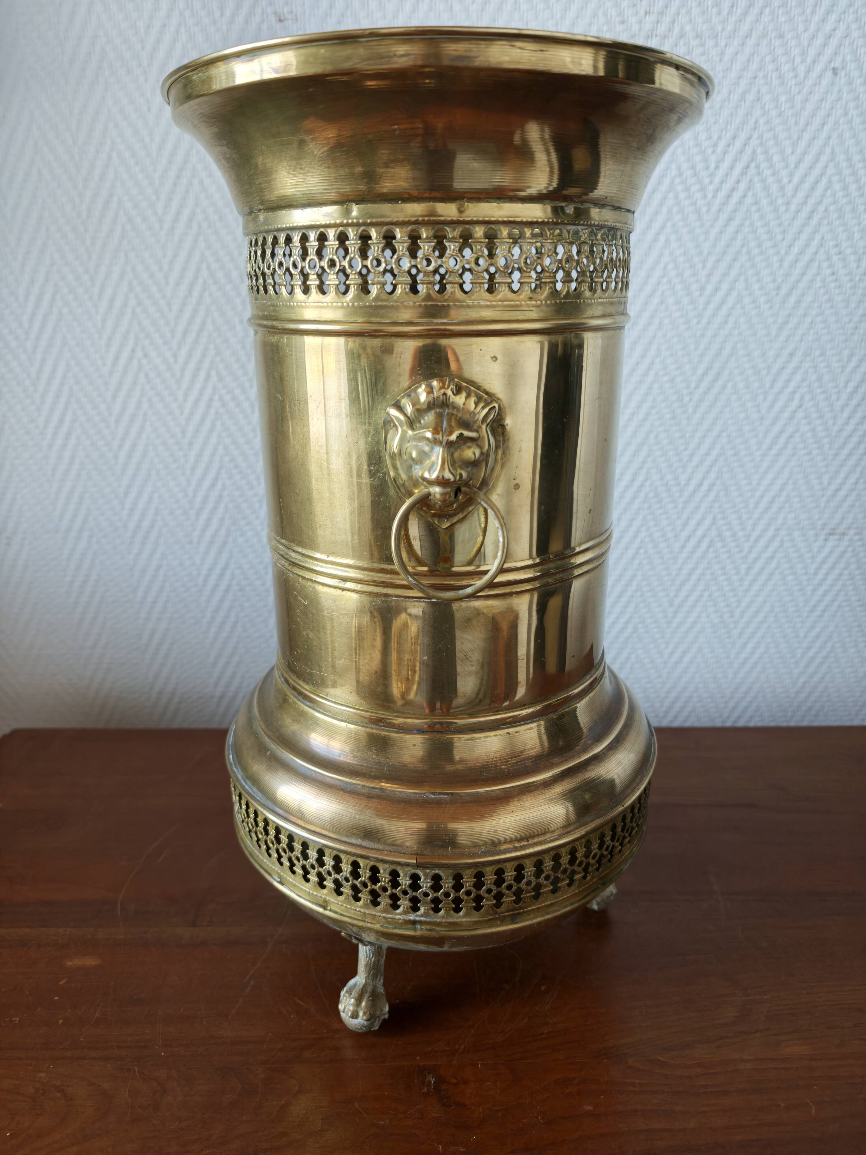 Vintage brass umbrella stand