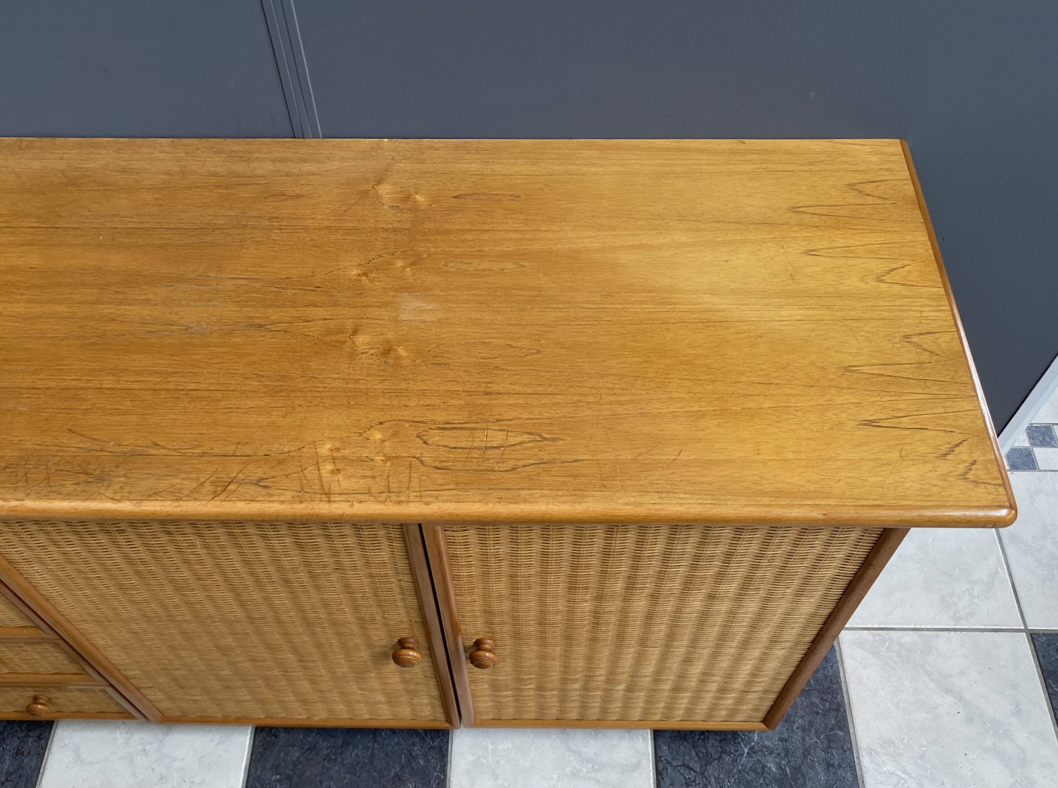 Large blonde Wicker & wood webbing sideboard