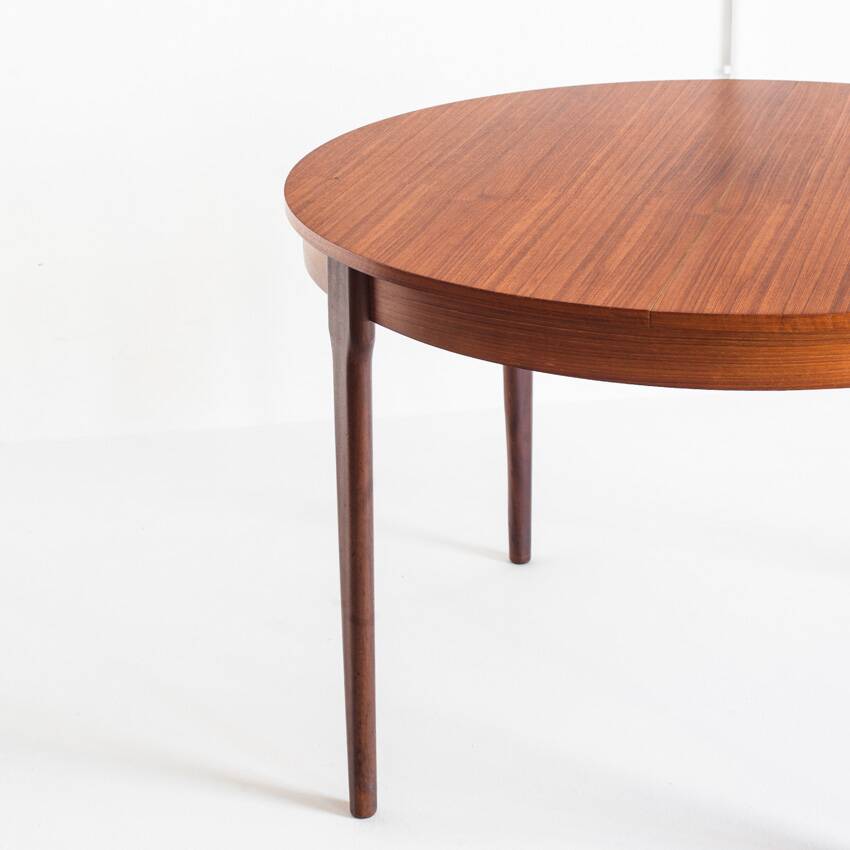 Vintage Scandinavian style table with central extension. Teak wood. France, 1960s
