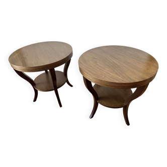 Lot de 2 tables d'appoint contemporaines en bois de cèdre