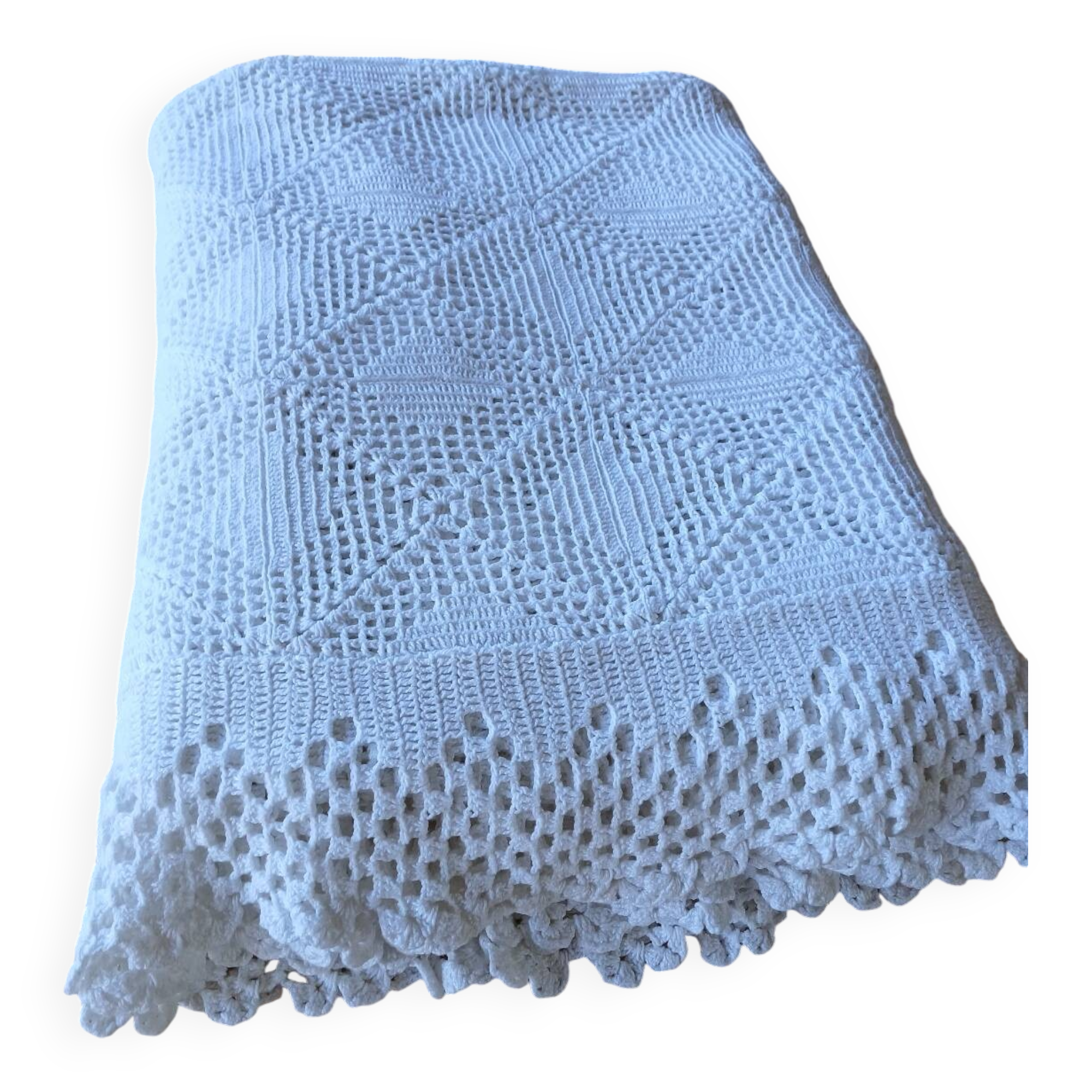 Handmade crochet antique bedspread