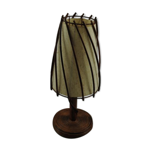 Lampe a poser en rotin vintage années 1960/1970