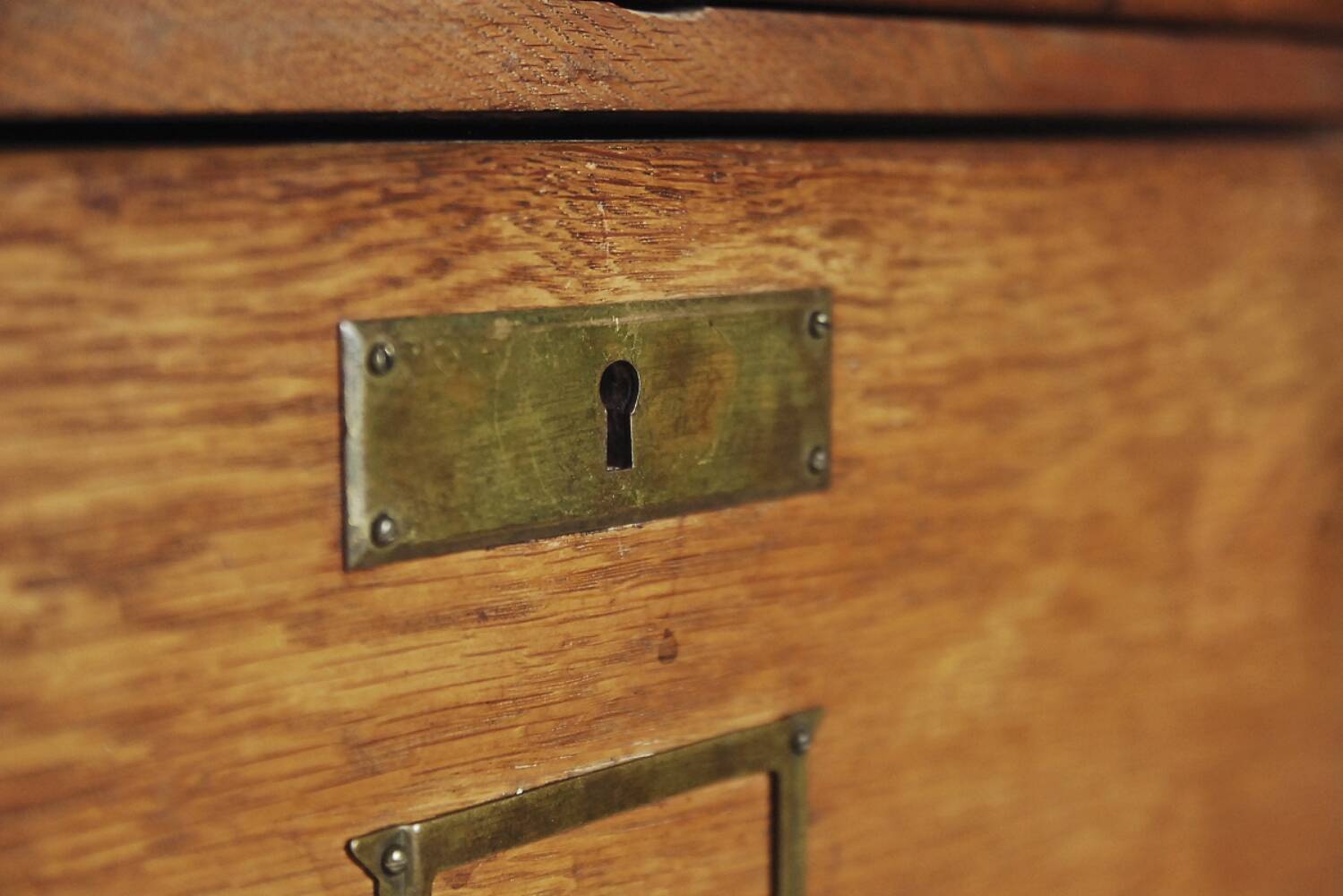 Vintage Industrial English Oak Filing Cabinet with Drawers, 1920s