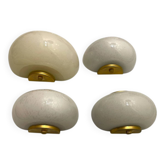 Lot de 4 appliques en verre de Murano et laiton, années 1970