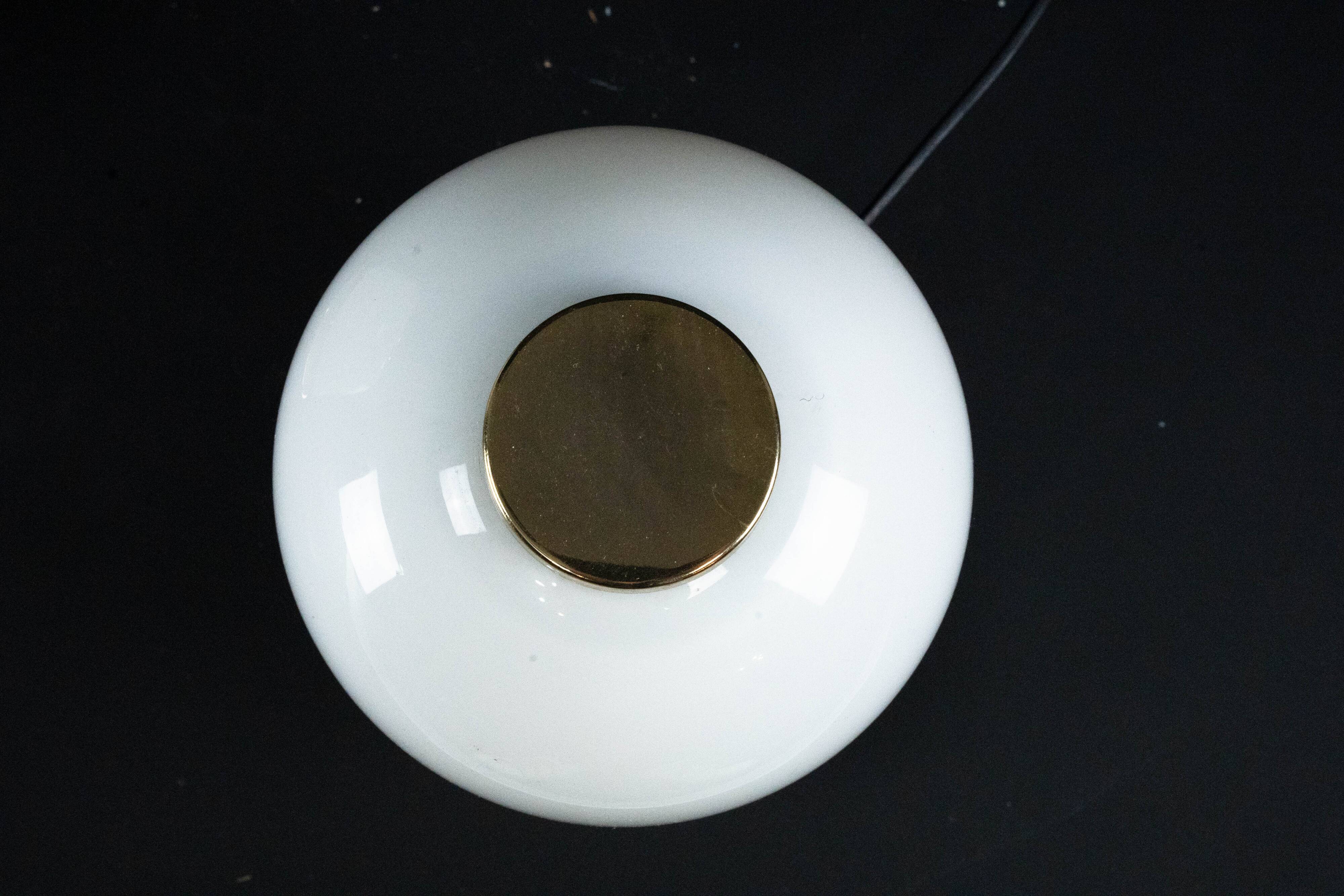 Pair of 1980s Italian Murano Lattimo Glass Mushroom Bedside Lamps