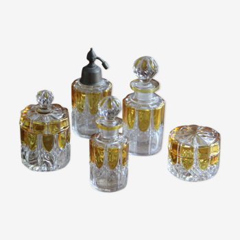 Set of crystal art deco toilet bottles