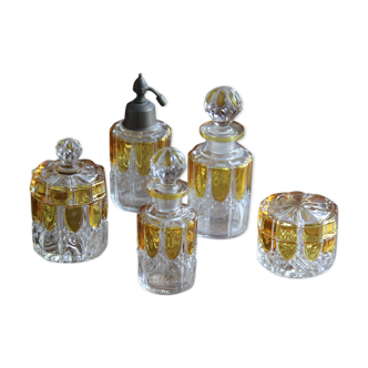 Set of crystal art deco toilet bottles