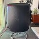 swivel armchair and Mid-Century stool in black leather, Denmark, set of 2