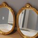 Paire de miroirs oval  doré vintage