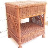 Wicker and rattan bedside table