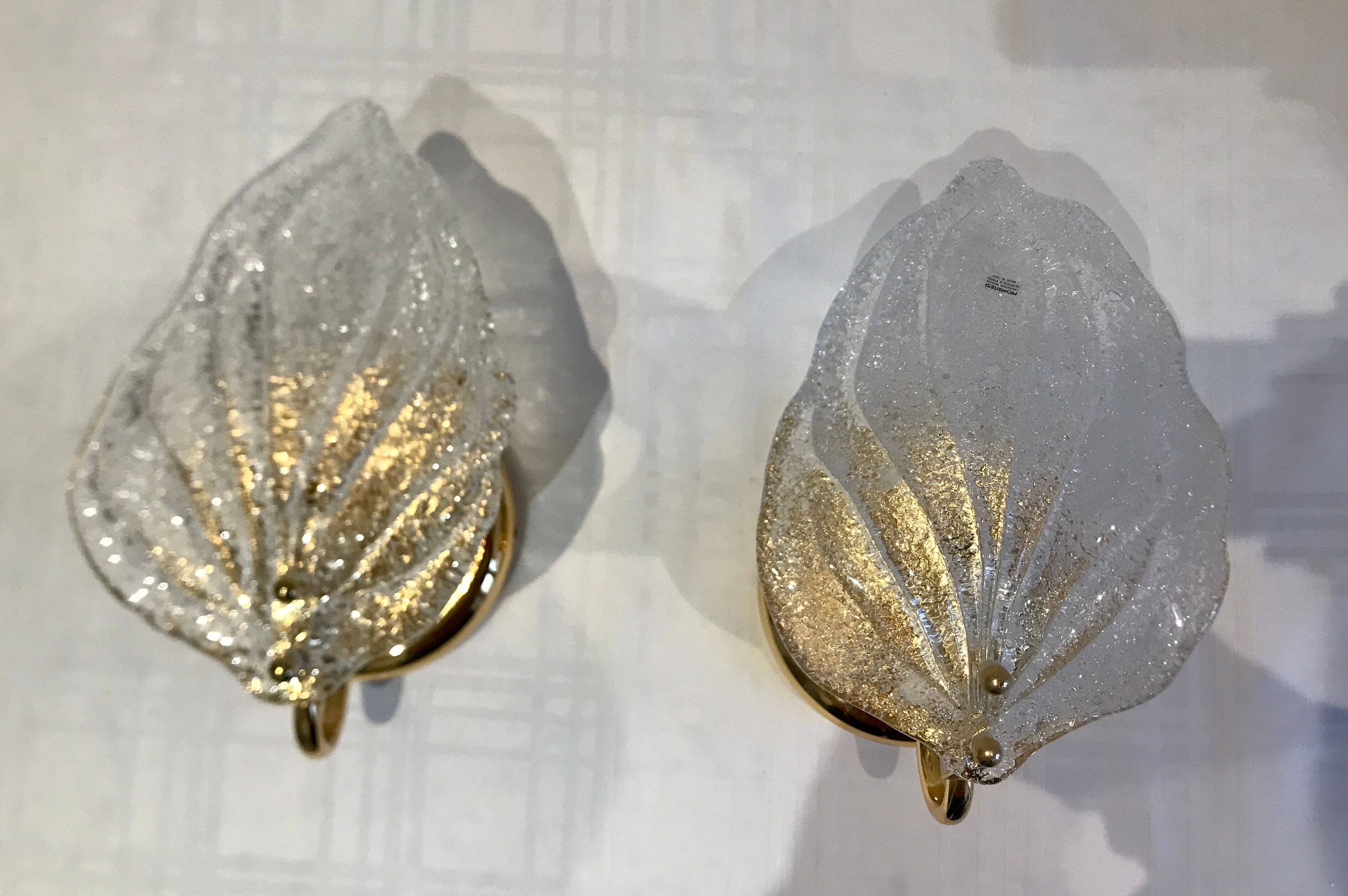 Pair of wall lamps Murano glass sheet