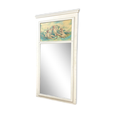 Fireplace Trumeau In White Lacquered Wood, Late 19th Century, Louis XVI Style