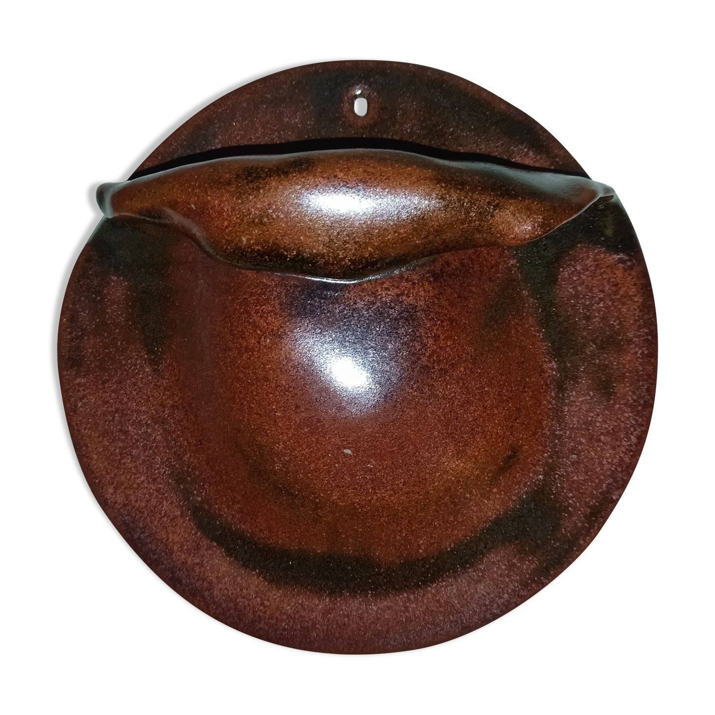Bouquetière wall vase in enamelled sandstone