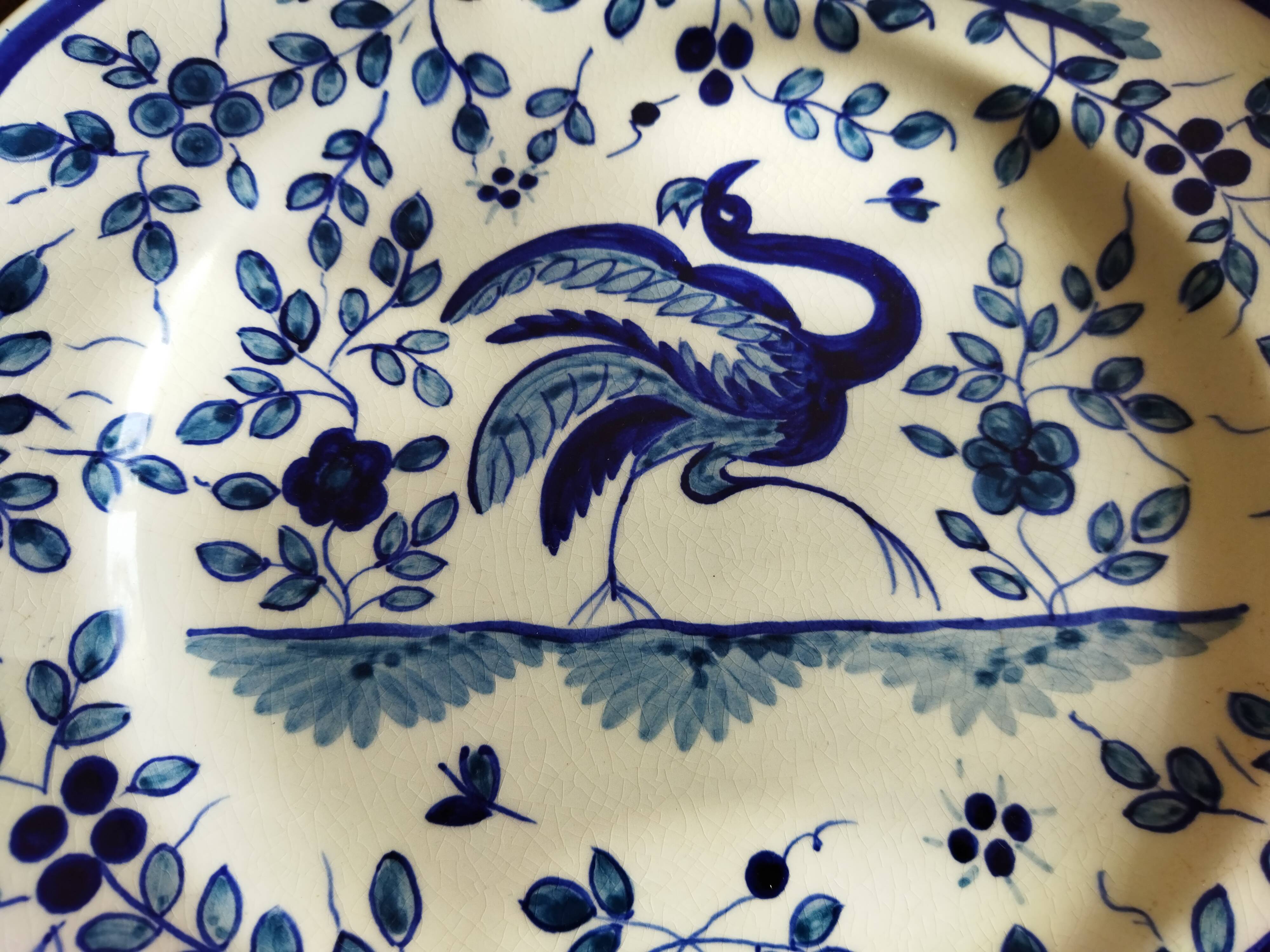 Six blue & white plates Gien, Villeroy & Boch, Sarreguemines, W.Adams (Tunstall) and K&G Luneville