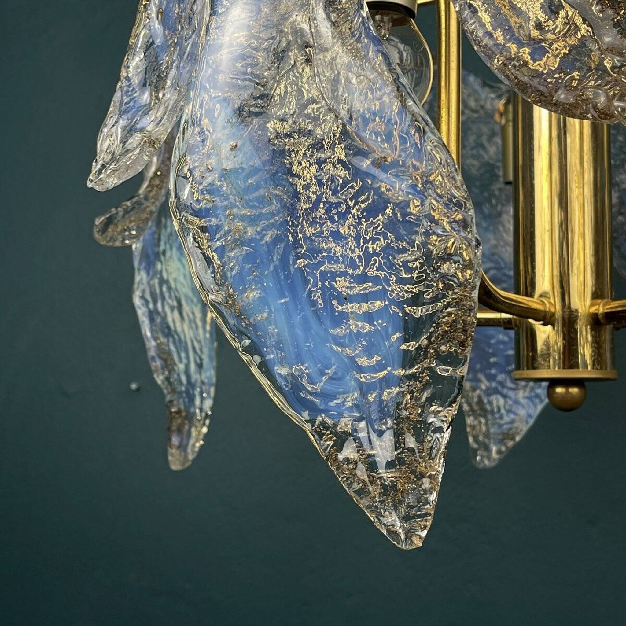 Murano Ice glass ceiling light, Italy, 1970s