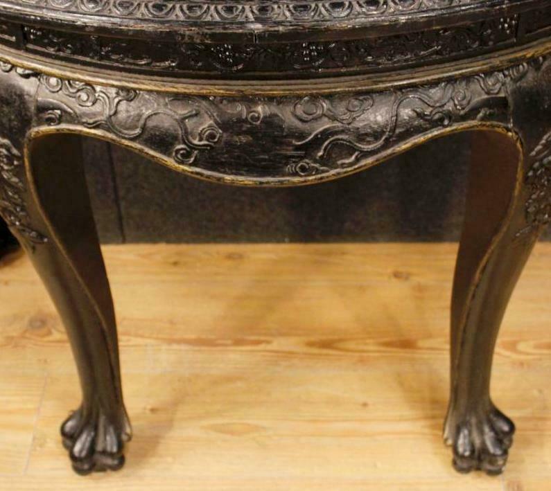 China 19th century console half moon black wood.