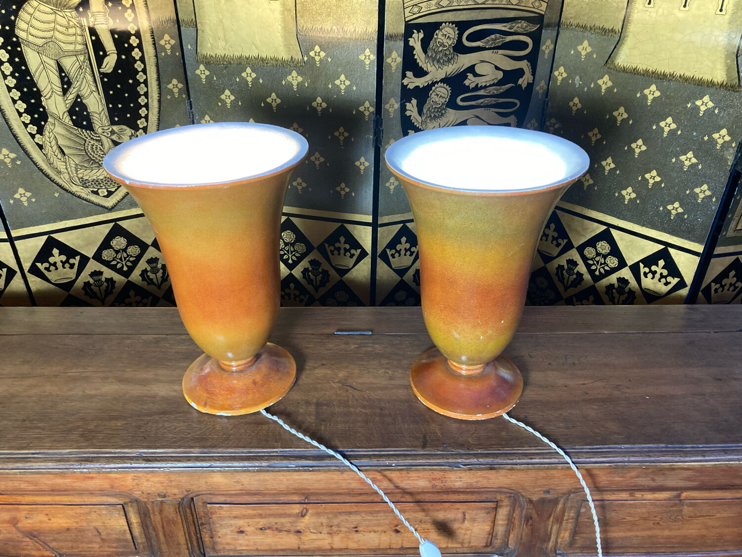 Pair of ceramic art deco lamps