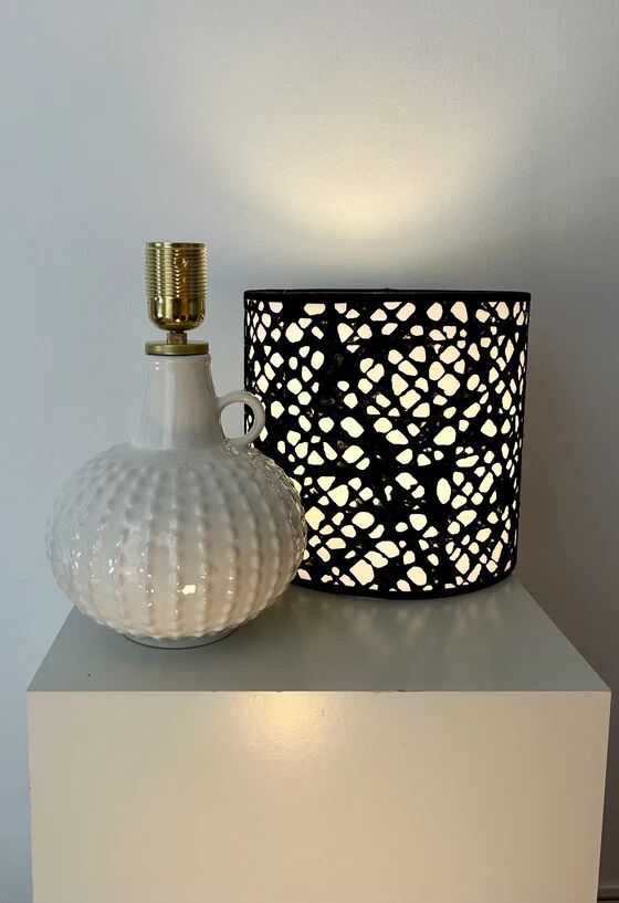 Lampe vase du milieu du siècle avec abat-jour japonais