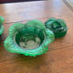 Pair of opaline sweet jars in the shape of a cabbage.