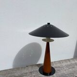 1980s metal and wood lamp