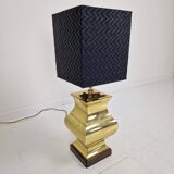 Paire de lampes de table de style Régence avec abat-jour noirs – Base en laiton et bois