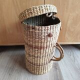 Vintage raffia wicker basket bowling bag