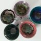 5 tasses Gaubier Morvan grès émaillé flammé multicolore