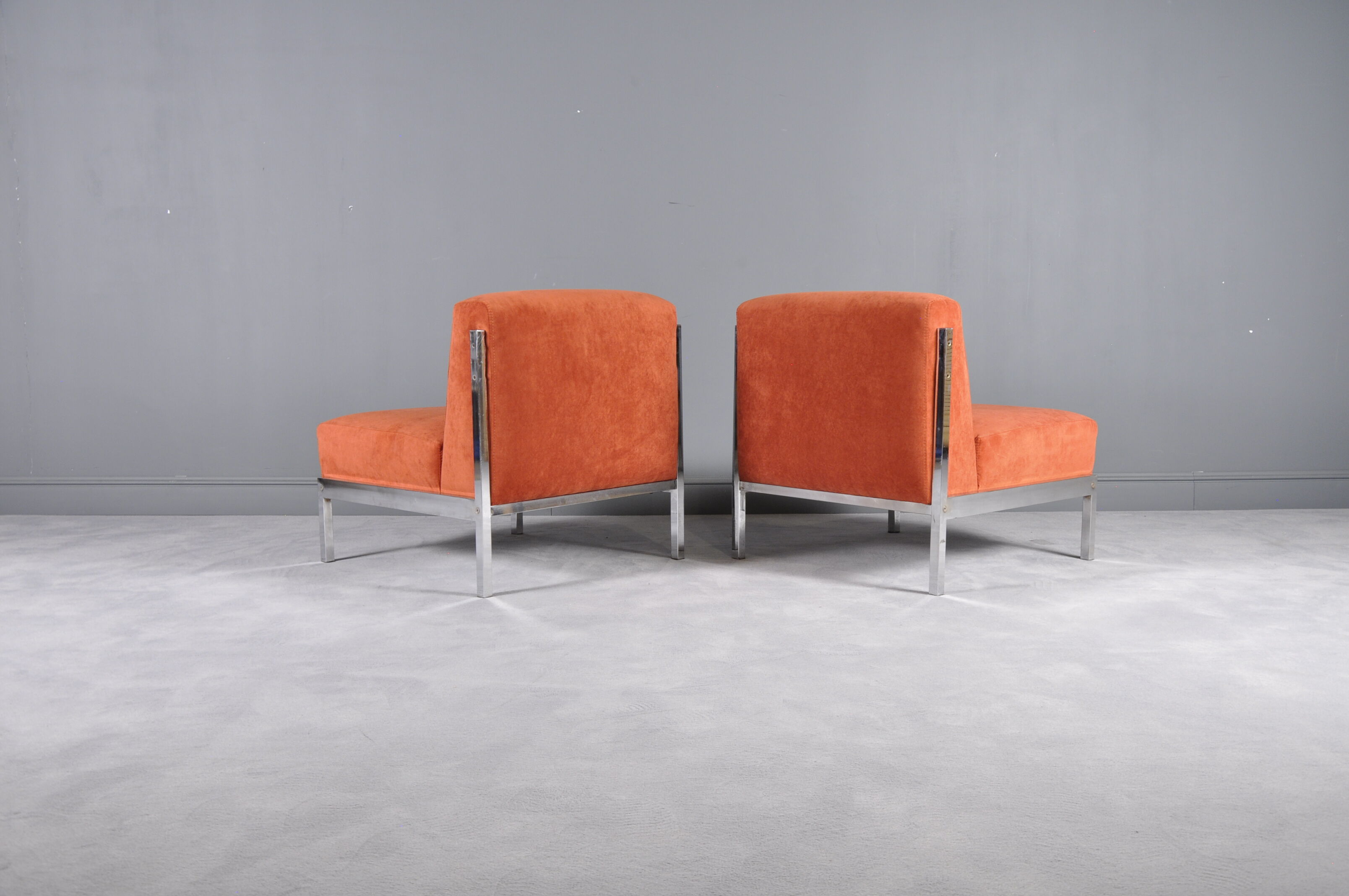 Pair of chrome base armchairs,1970