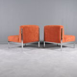 Pair of chrome base armchairs,1970