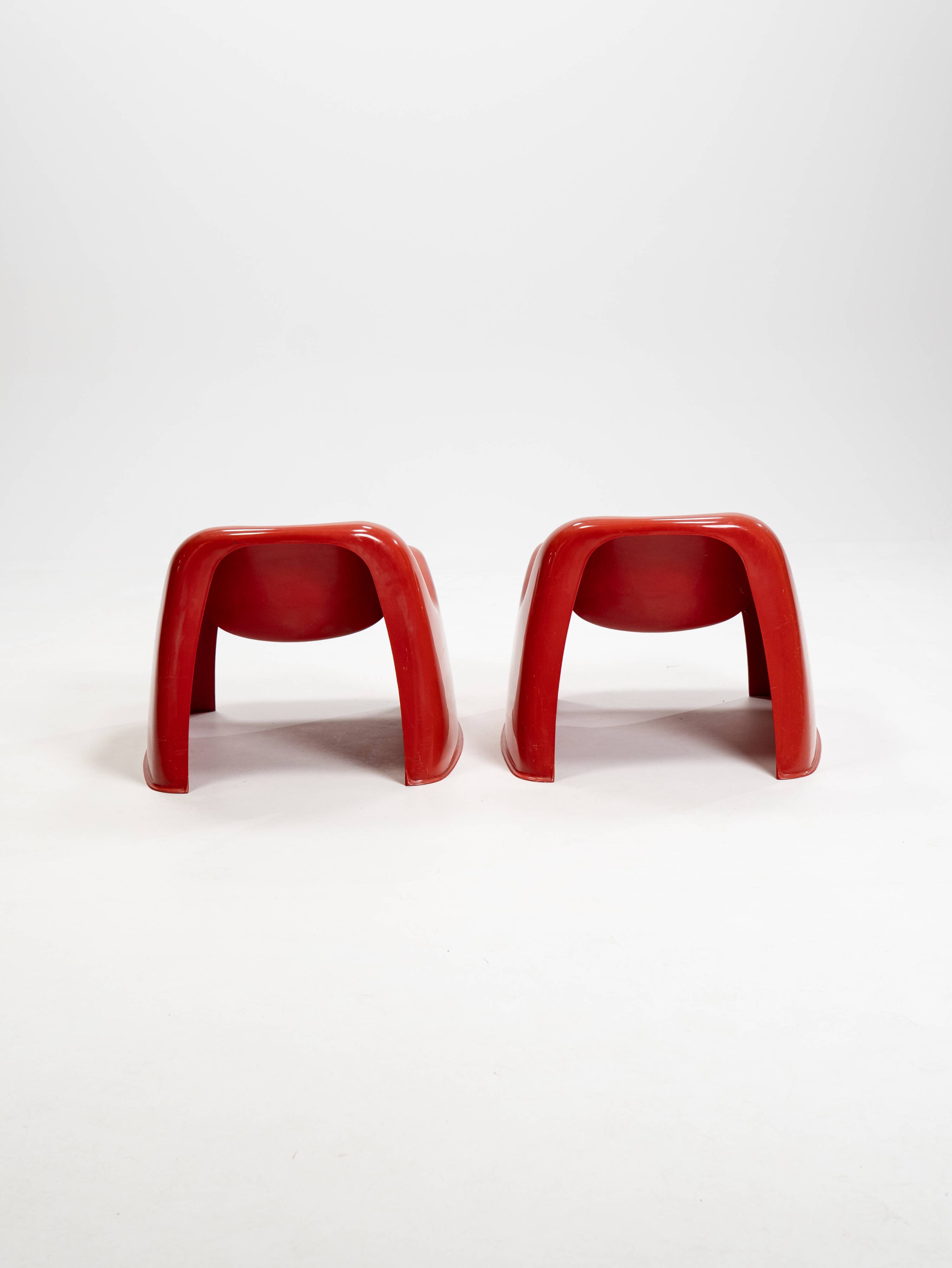 Ensemble de deux fauteuils Toga orange par Sergio Mazza pour Artemide, années 1960