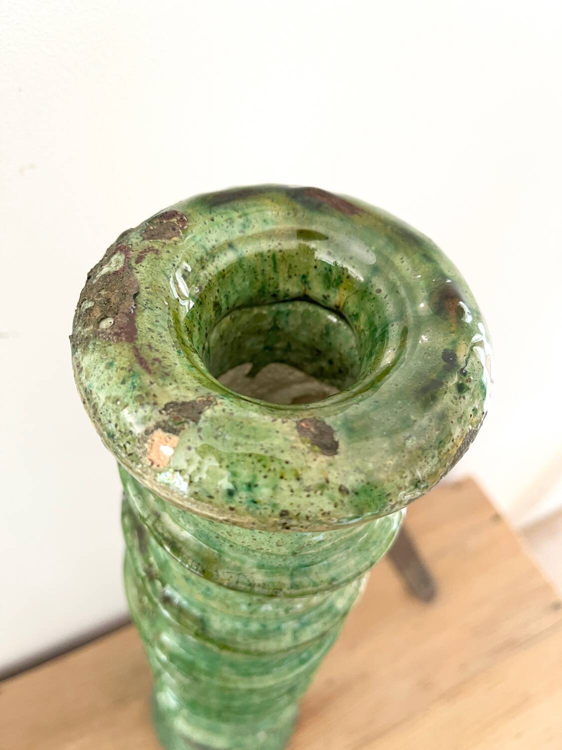 Green terracotta candle holder 60 cm