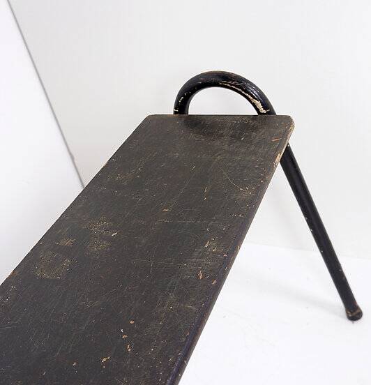 Tubax Black wood and metal bench - Minimalist design - 1950s
