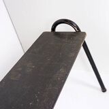 Banc en bois et métal tubulaire noir, 1950