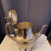 Antique 4-piece tea service silver metal louis xv style godron decor