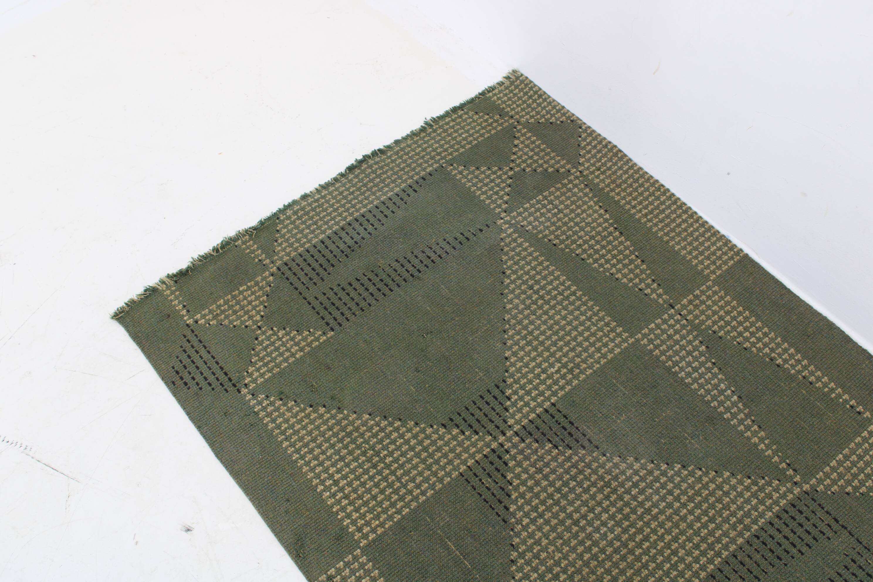 1950s Abstract Wool Hallway Carpet or Rug, Czechoslovakia